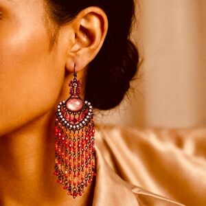 BeBe Bohemian Beaded Chandelier Earrings